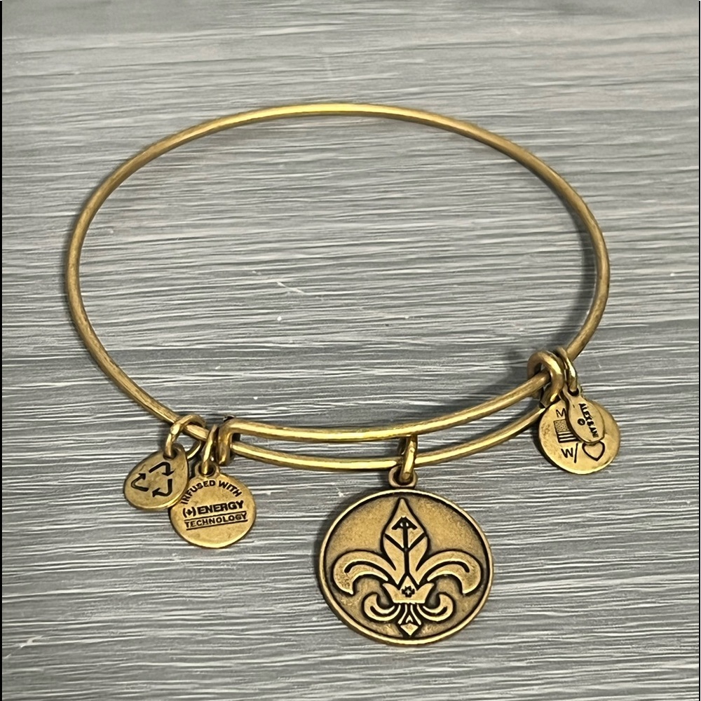 Alex and Ani Gold Bangle Bracelet with Saint Charm